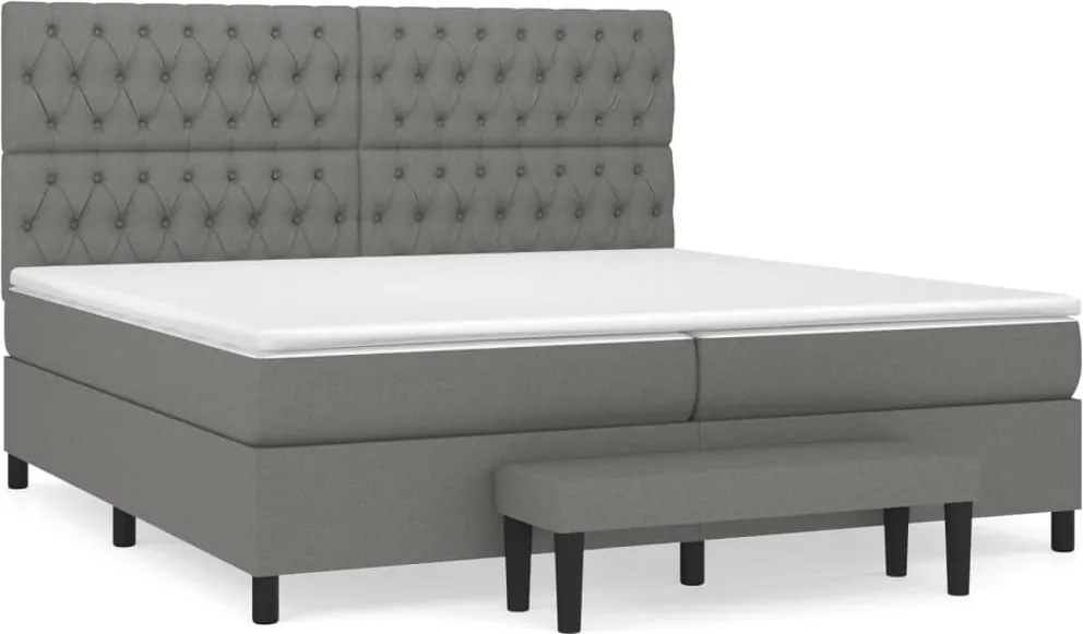 vidaXL sötétszürke szövet rugós ágy matraccal 200 x 200 cm
