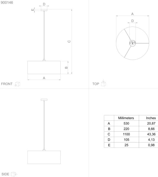 Eglo 900146 - Csillár zsinóron ZARAGOZA 1xE27/40W/230V átm. 53 cm