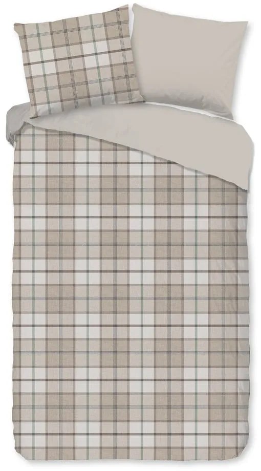 Világosbarna egyszemélyes hosszabbított flanel ágyneműhuzat 140x220 cm Bernardus – Good Morning