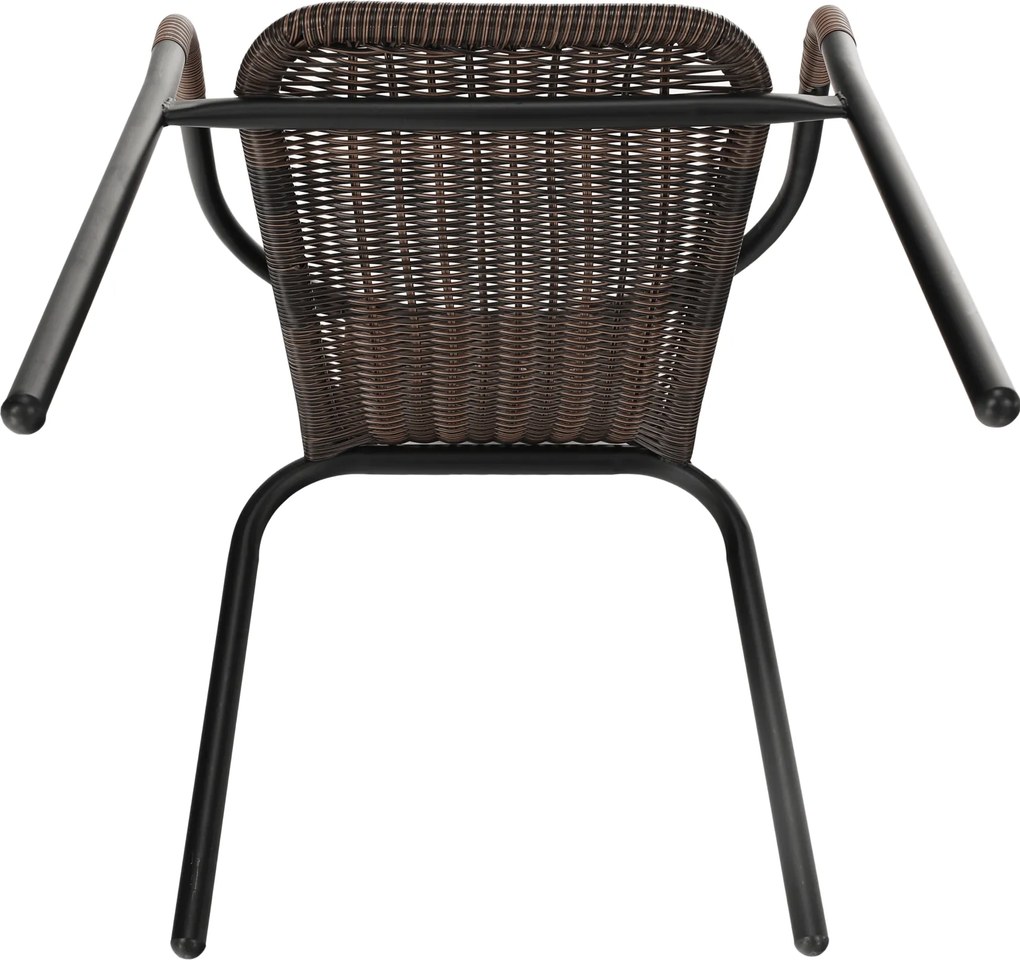 Egymásba rakható szék, barna/fekete fém, DOREN