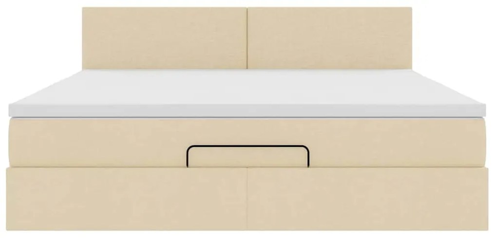 krémszínű szövet ottomán ágy matraccal &amp; LED-ek 180x200cm