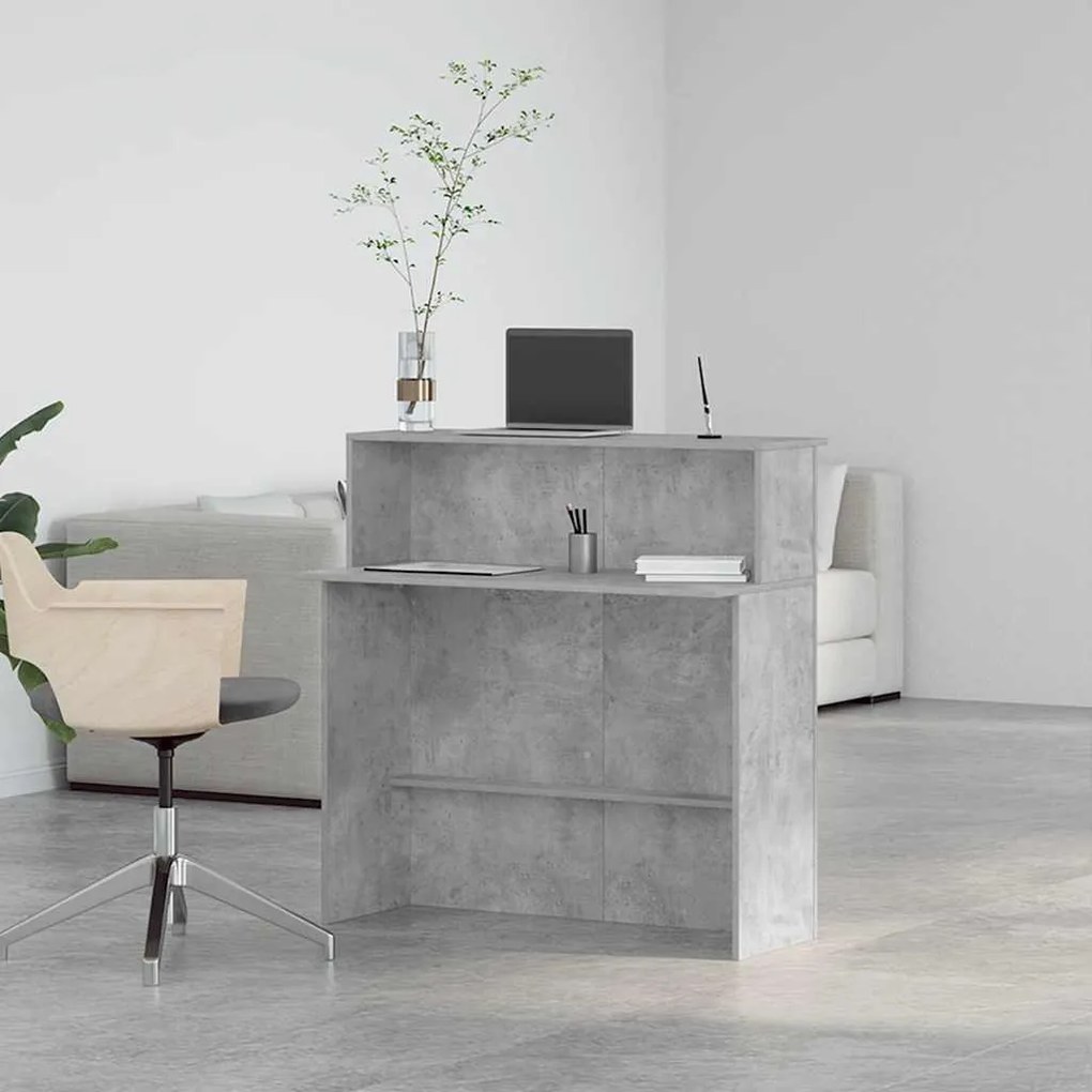 recepciós pult betonszürke 100x50x103,5 cm szerelt fa