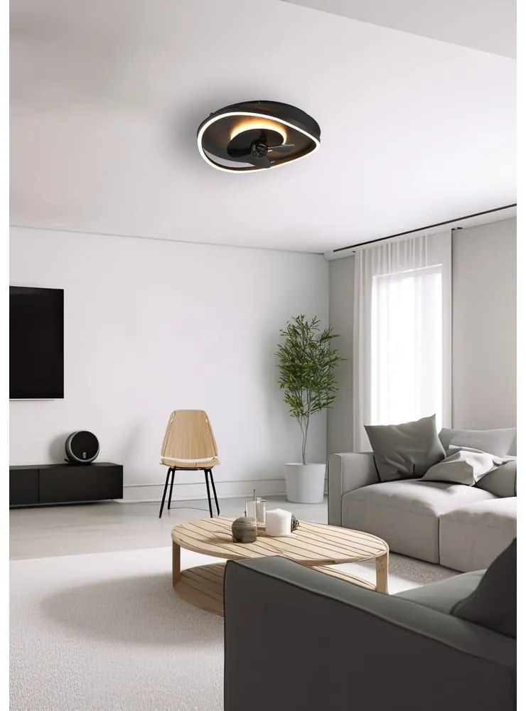 Matt fekete LED mennyezeti lámpa Sortland – Trio