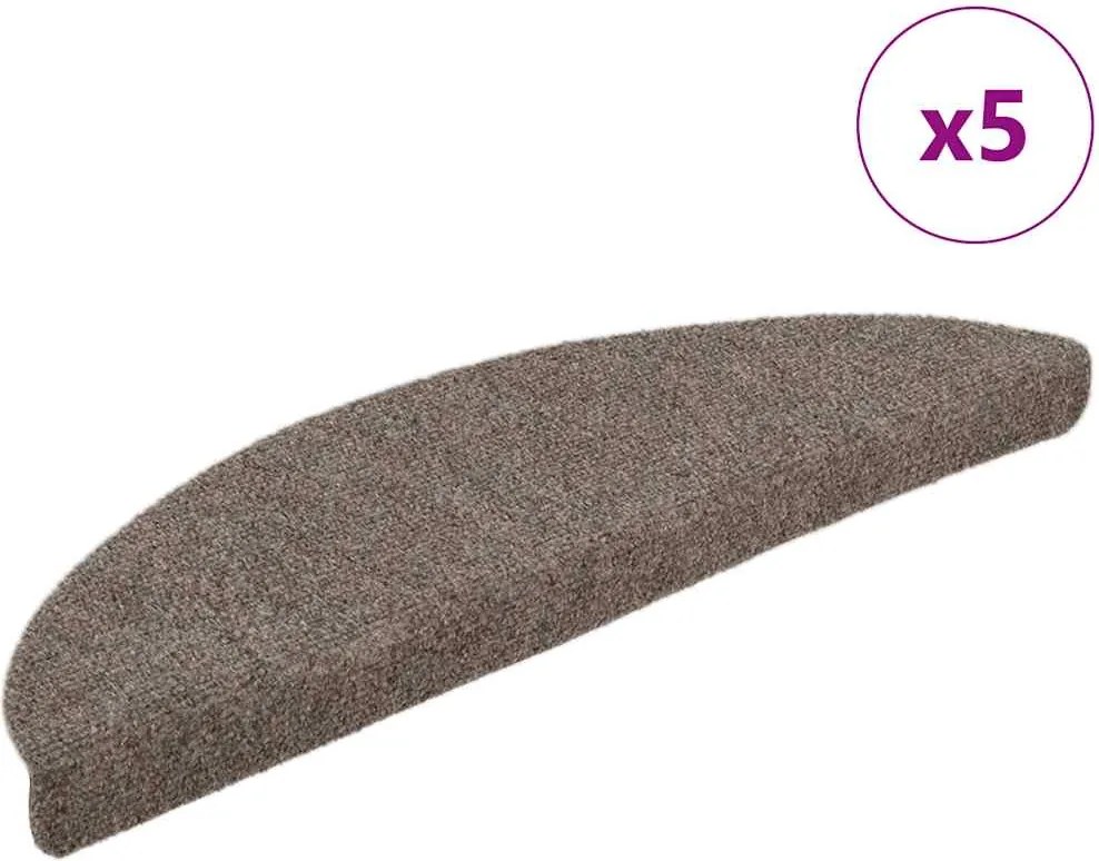 vidaXL 5 db öntapadós lépcsőszőnyeg 56 x 17 x 3 cm bézs félkör alakú