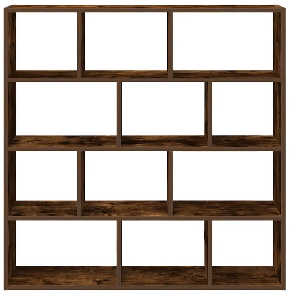 füstös tölgy színű szerelt fa fali kockapolc 12 rekeszes színű