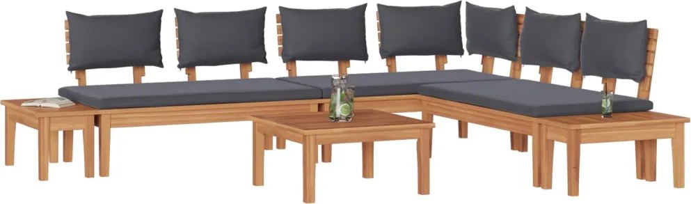 Kerti Kanapé Szett 3 pcs Barna és Szürke