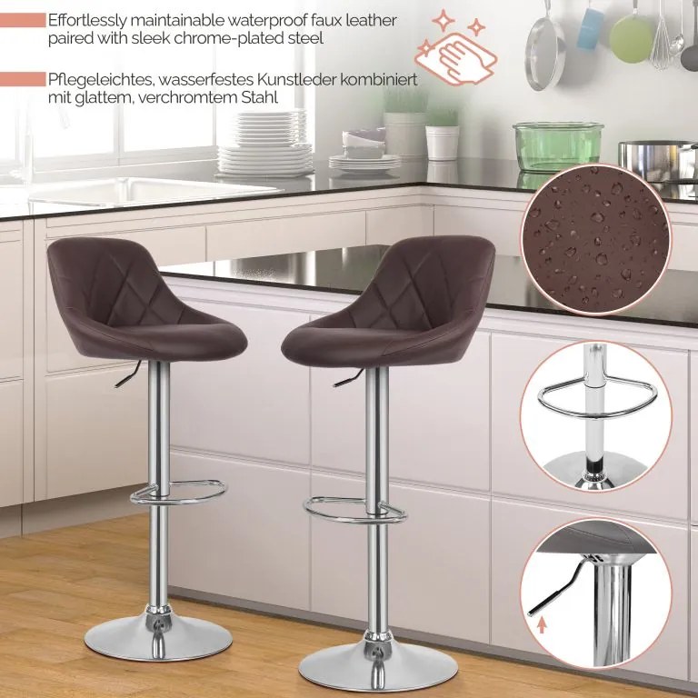 MIADOMODO Bárszék 2 db karfa nélkül barna