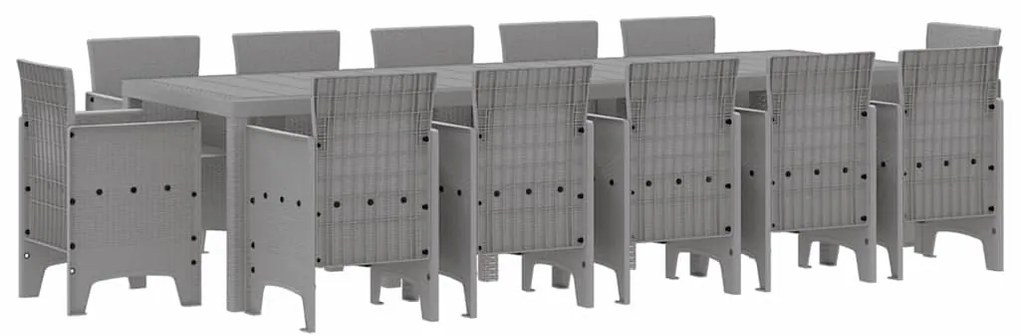 Kert étkező szett 13 pcs Világosszürke Poli rattan