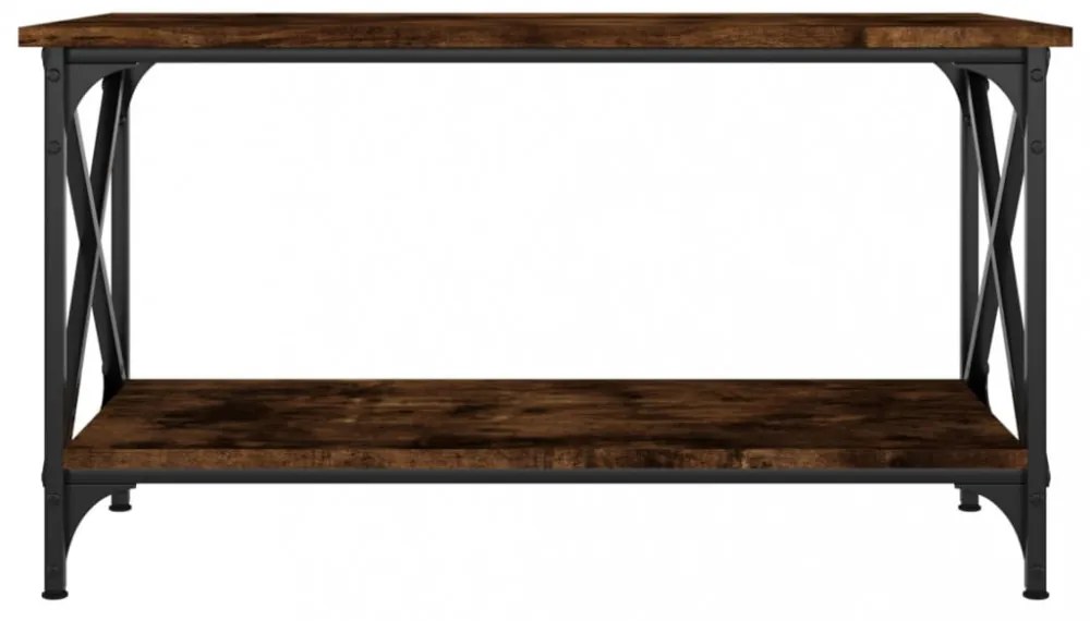 füstös tölgy színű szerelt fa és vas dohányzóasztal 80x45x45 cm