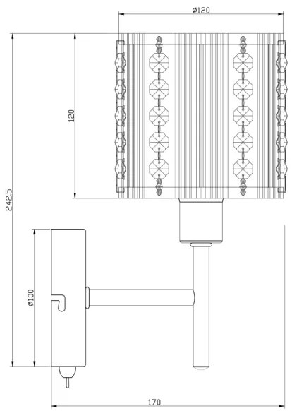 Globo 15091W - Fali lámpa WALLA 1xE14/40W/230V króm