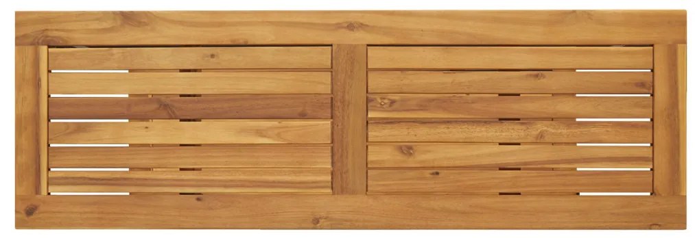 Kültéri Asztal Természetes és Szürke 35x110x75 cm Tömör Fa és Acél
