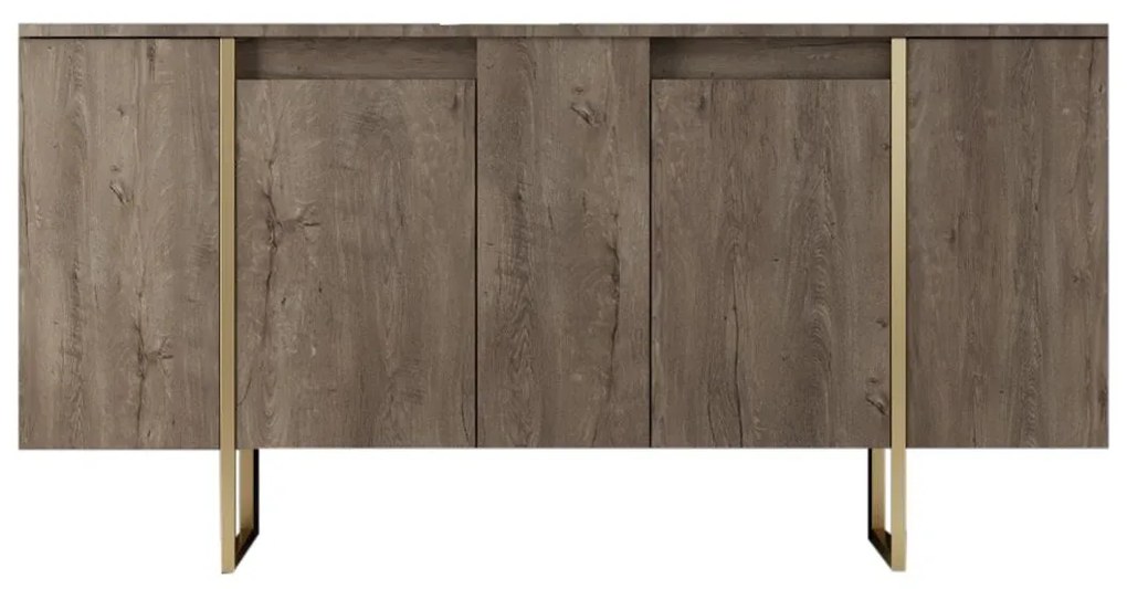 Konzolasztal Luxe - Walnut, Gold