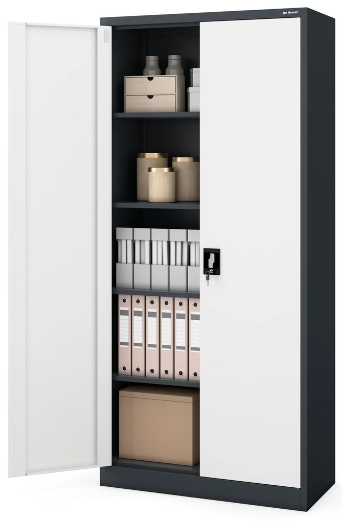 Fém iratszekrény JAN H, 900 x 1950 x 400 mm, antracit-fehér