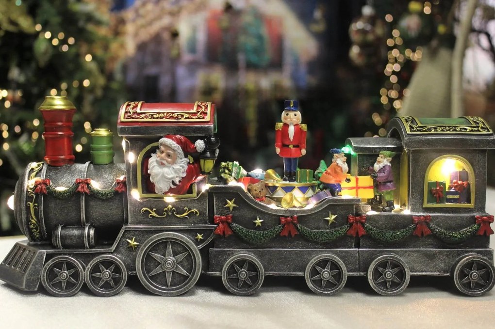 Klaszik világító karácsonyi dekoráció vonat 40cm