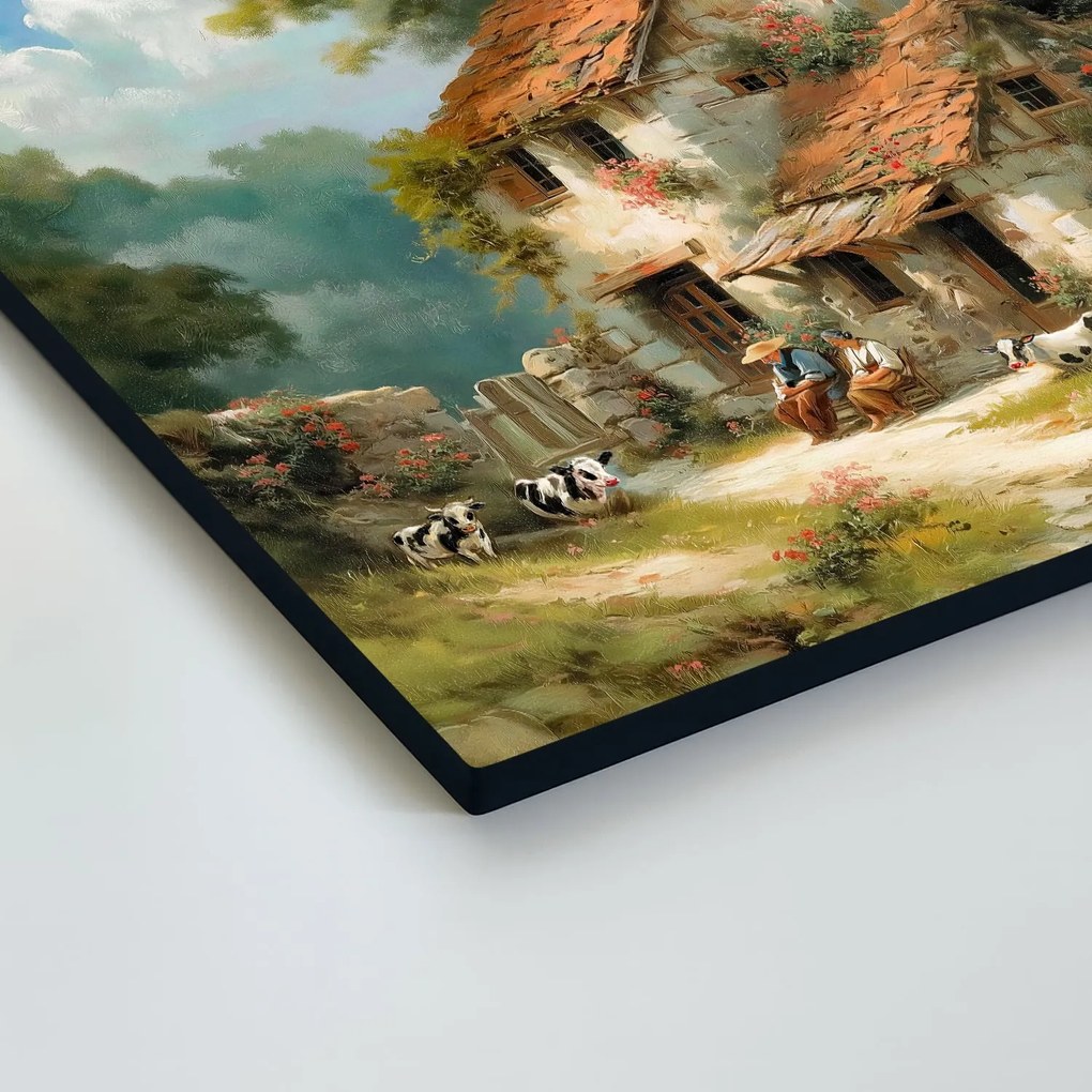 DUBLEZ | Fából készült kép vidéki ház - Nyugalom a faluban | Prémium UV nyomtatás