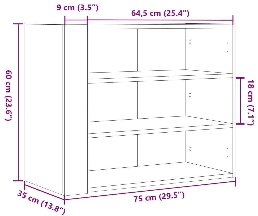 betonszürke szerelt fa faliszekrény 75 x 35 x 60 cm