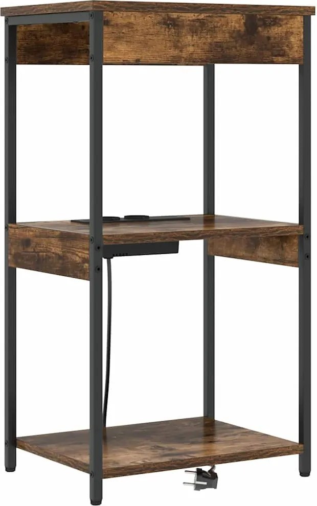 vidaXL Éjjeliszekrény polcokkal Füstölt tölgy 41 x 31 x 76 cm Faanyag