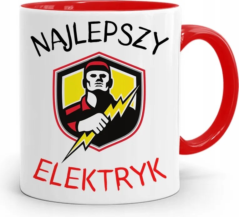 Piros Bögre Villanyszerelőnek A Legjobb Villanyszerelő fényképes nyomtatással