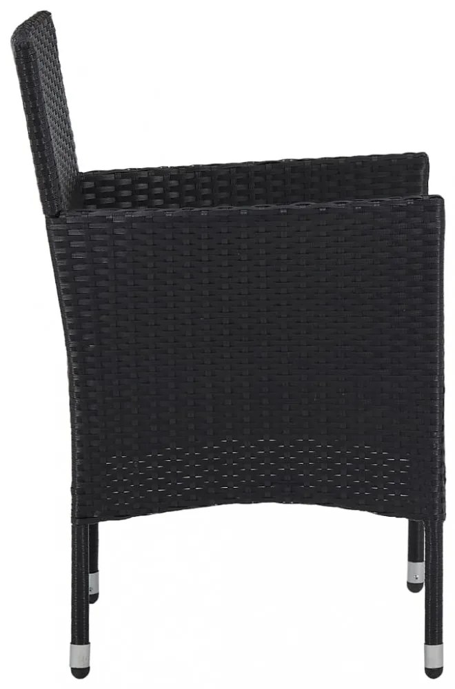 2 db fekete polyrattan kerti szék