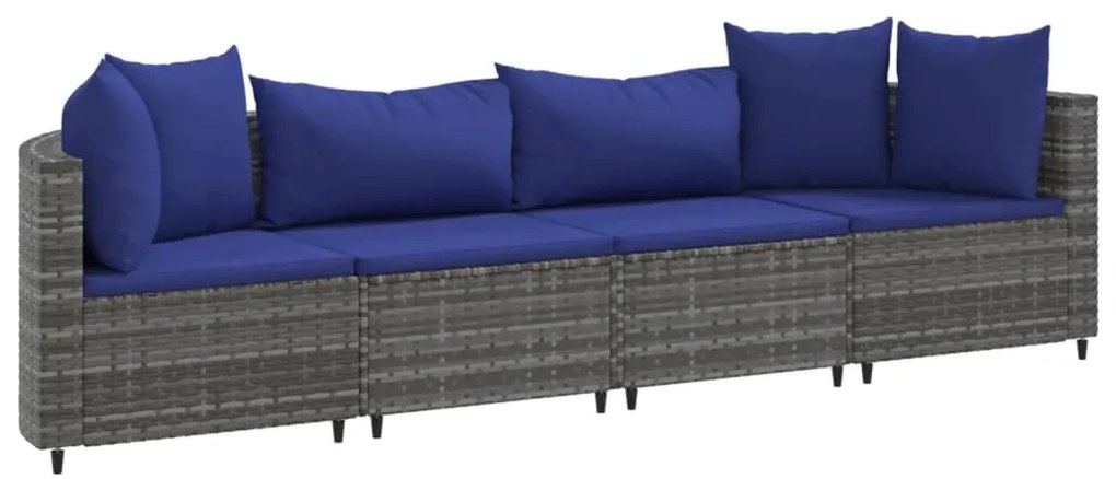 4 részes szürke polyrattan kerti ülőgarnitúra párnákkal