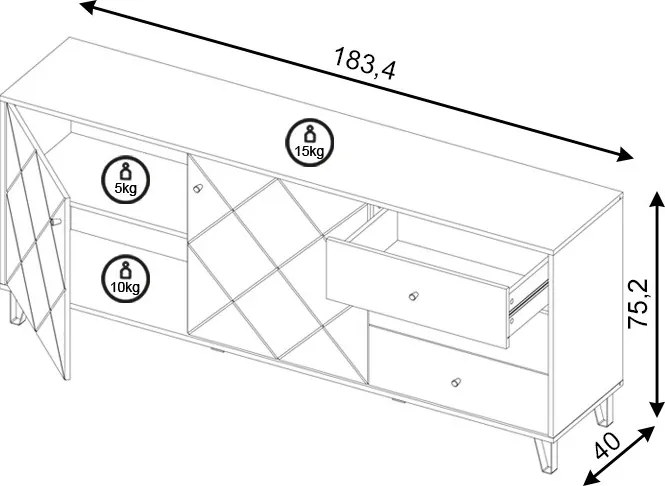 BILBAO KOMODA BL06 2D/3S DĄB ARTISAN/BIAŁY MAT