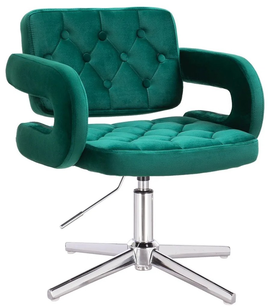 HR8403CROSS Sötétzöld modern velúr szék krómozott lábbal