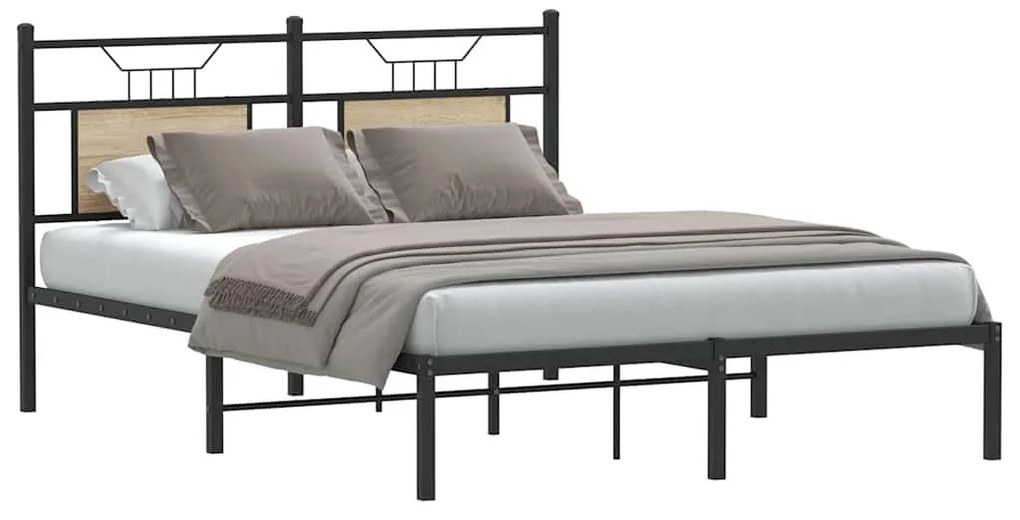 sonoma tölgy színű szerelt fa ágykeret matrac nélkül 140x190 cm