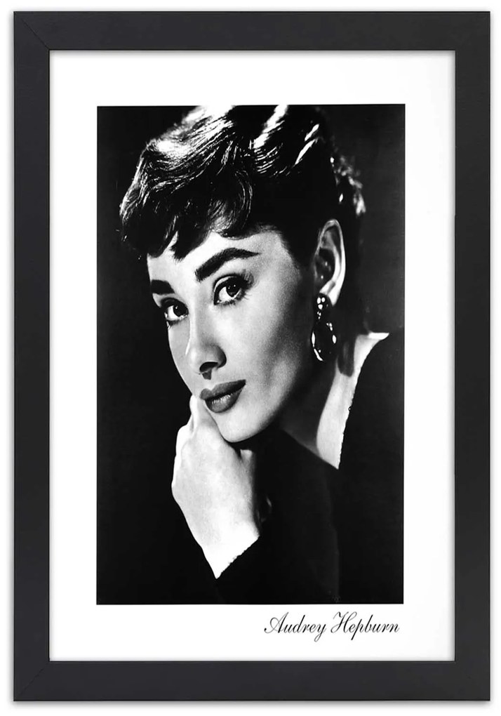Gario Poszter Audrey Hepburn portréja A keret színe: Fekete, Méret: 70 x 100 cm
