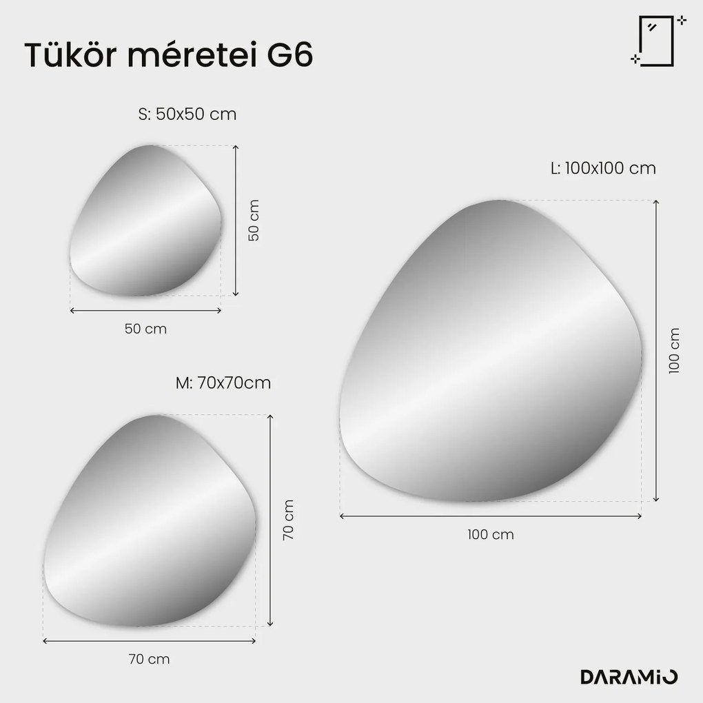 Kavics alakú tükör LED-világítással G6