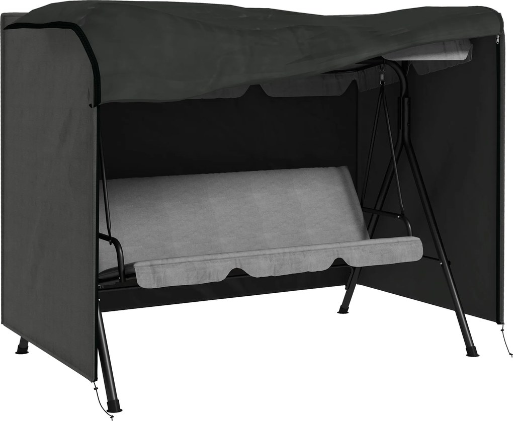 Outsunny Hollywood Swing Borítás 3 Személyes, Vízálló Télálló Védőborító Kerti Hintaágyhoz, UV Ellenálló Ponyva, Könnyen Téphető 600D Oxford Vászon, 2