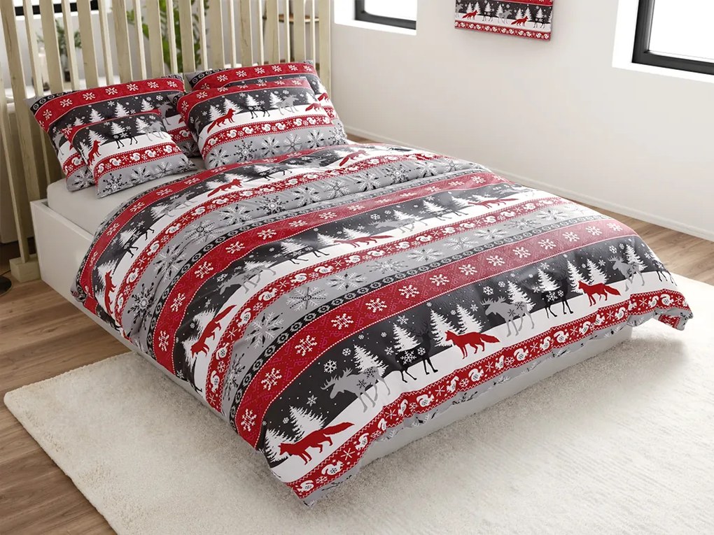 SNOWY FOREST szürke mikroplüss ágyneműhuzat Ágyneműhuzat mérete: 70 x 90 cm | 140 x 220 cm