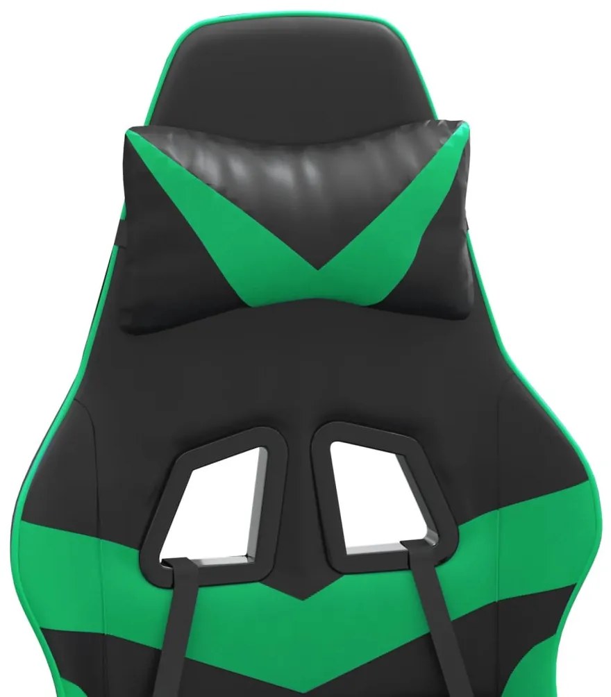 vidaXL fekete és zöld műbőr forgó játékszék lábtartóval