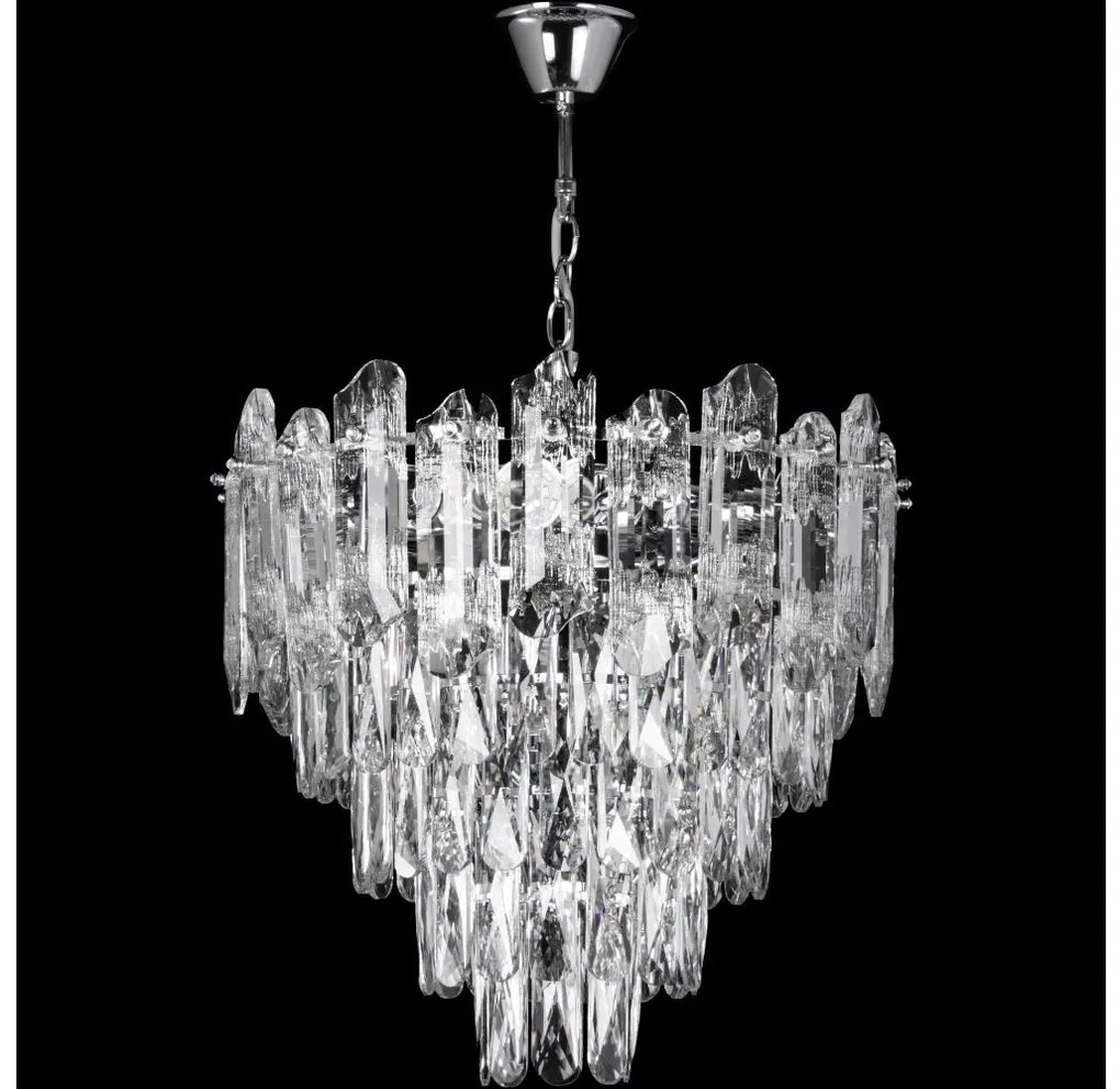 LED csillár láncon – 7× E27 (max. 60 W) / 230 V + 4× LED 6 W, átmérő 40 cm, fényes króm