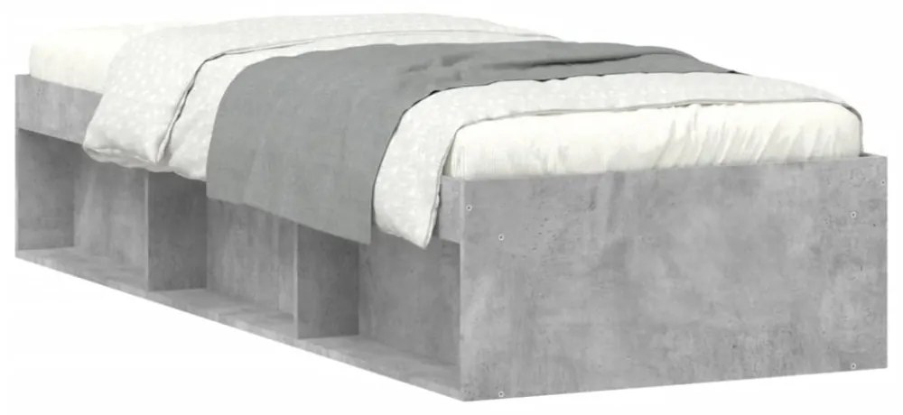betonszürke kisméretű egyszemélyes ágykeret 75 x 190 cm