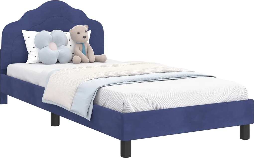 vidaXL Gyerekágy kerettel Rendőrségi kék 80 x 200 cm Bársony