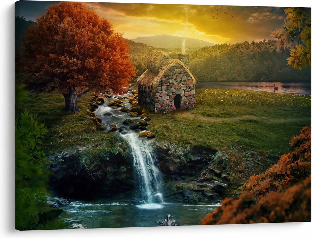 Egy ház képe egy mesebeli tájban (70x50 cm)
