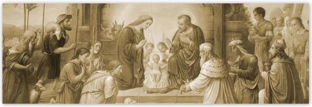 Poszterek 200x66 Szépia színű jászol