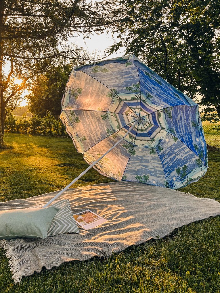 Kék-fehér napernyő SOLSTICE 180 cm