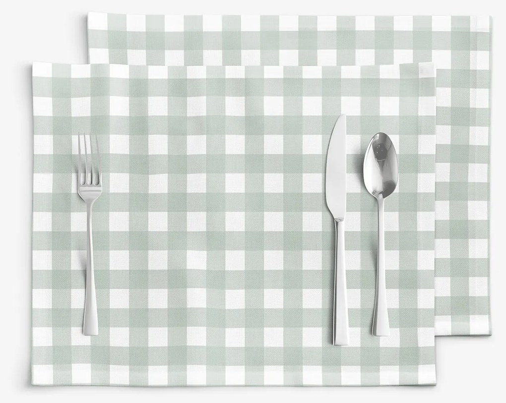 Goldea pamut reggeliző alátét - zsálya színű kockás - 2db 30 x 40 cm