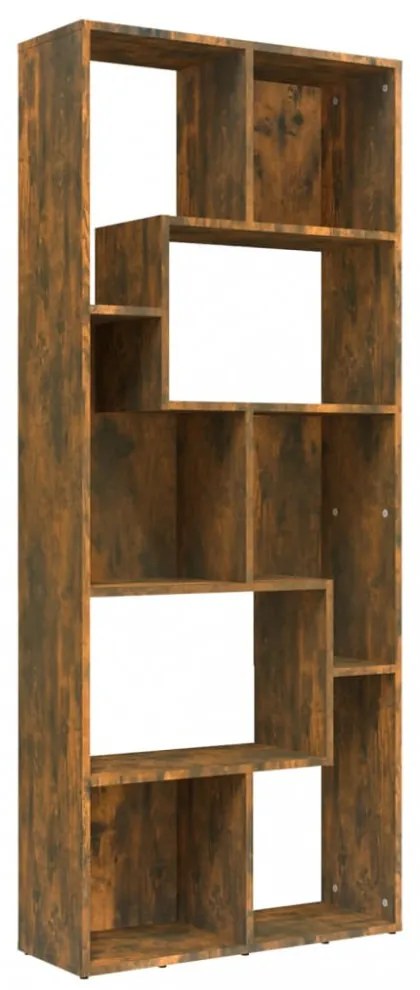 füstös tölgy színű szerelt fa könyvszekrény 67 x 24 x 161 cm