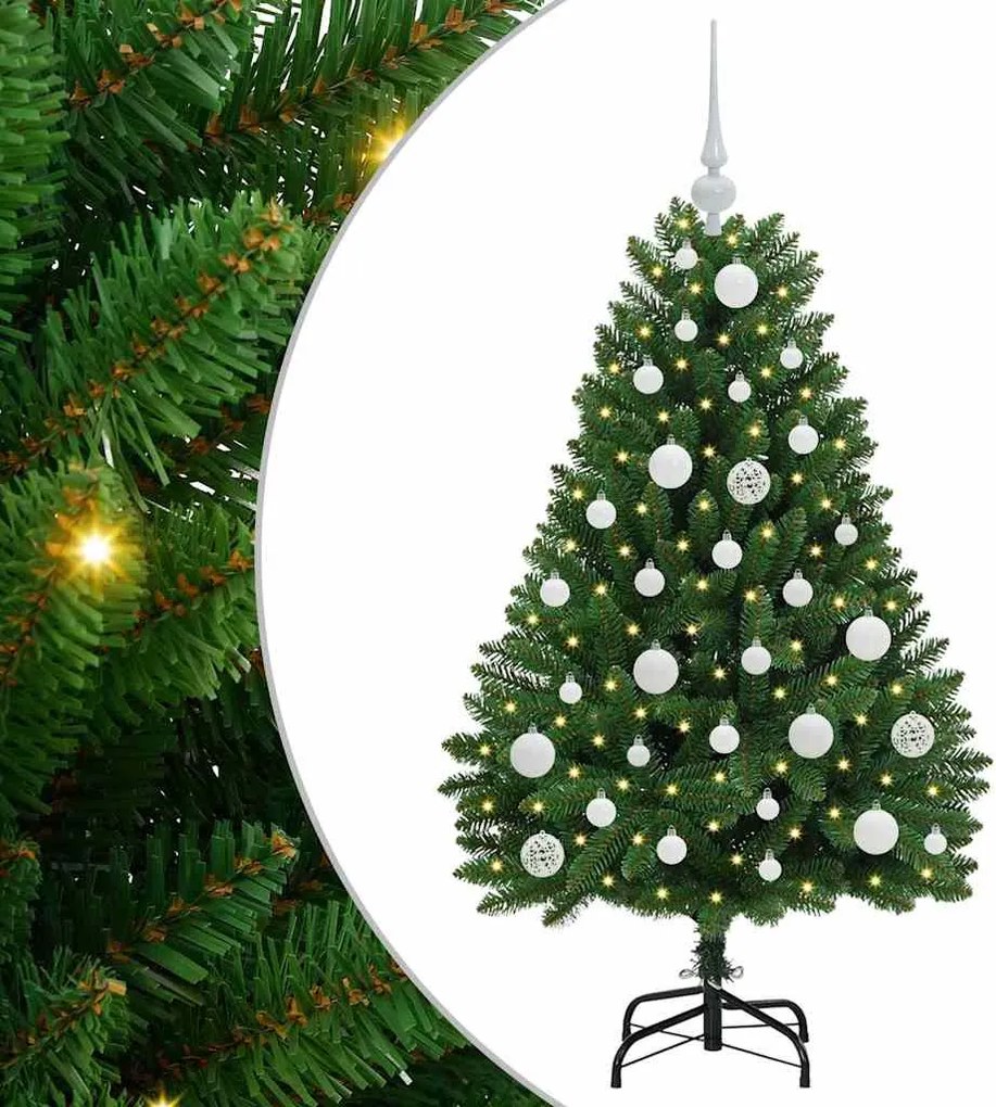 vidaXL Mű karácsonyfa 150 LED-del Zöld 120 cm PVC és fém