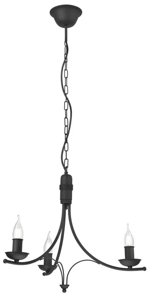Csillár láncon LUCY 3xE14/60W/230V fekete