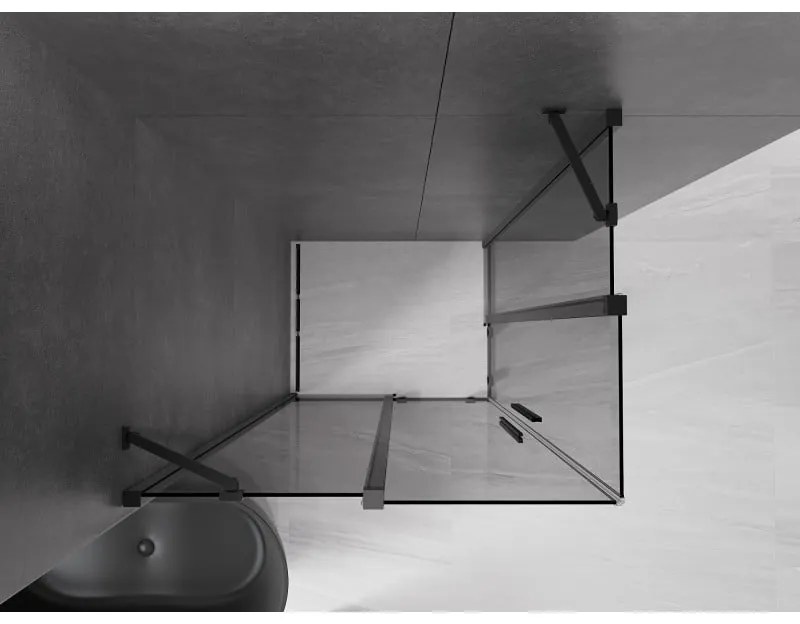 Mexen Velar Duo, zuhanykabin tolóajtóval 100 x 90 cm, 8mm szürke üveg, fekete matt, 871-100-090-42-70