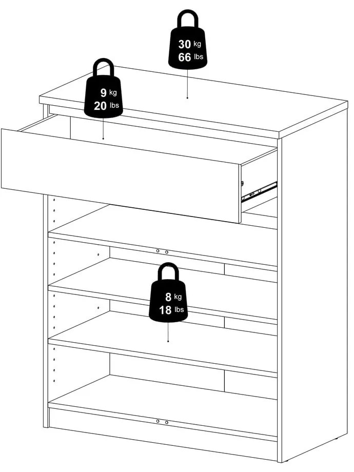 Natúr színű komód tölgyfa dekorral 80x100x40 cm Naia – Tvilum