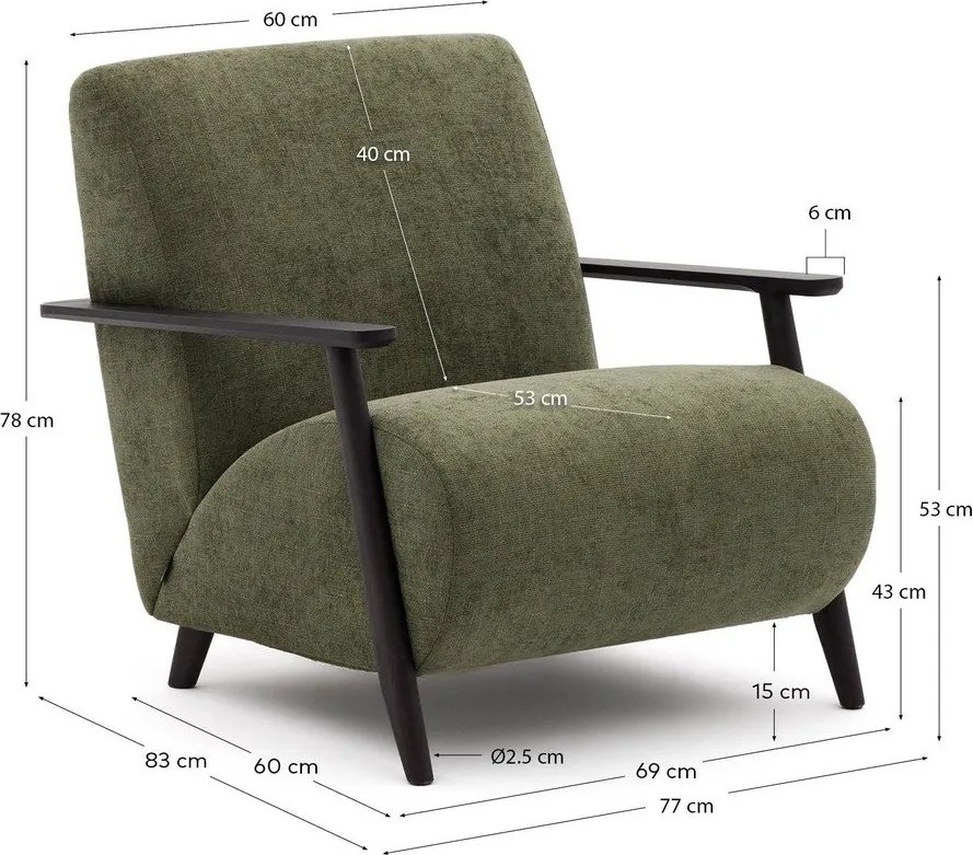 Zöld zsenília fotel Meghan – Kave Home