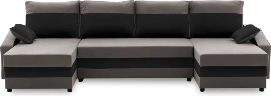 Sparta sarokkanapé, 1 ágyneműtartóval, szövet anyag, univerzális oldal, bonell töltet, szürke - fekete