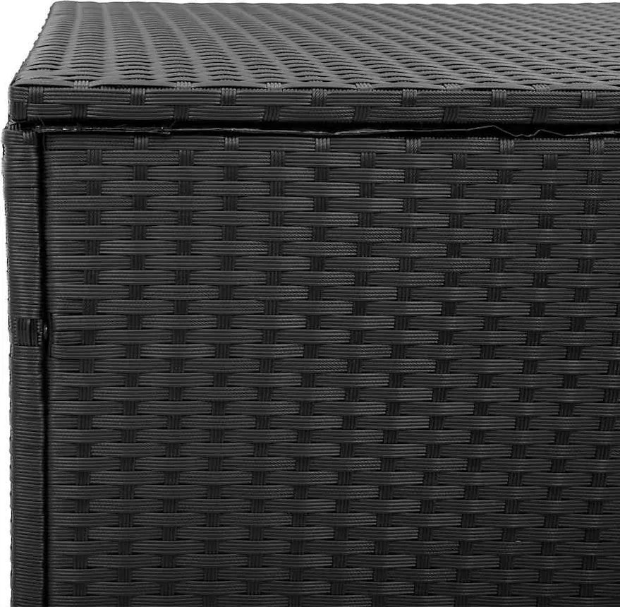 Fekete Polyrattan Kerti Tárolóláda 110 X 50 X 58 Cm