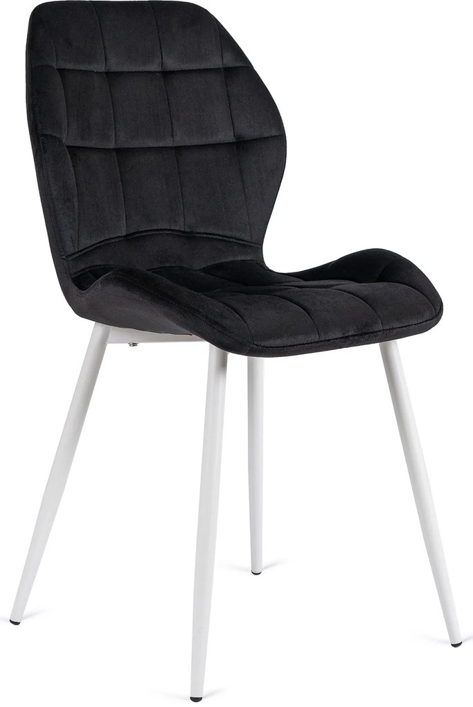 Fekete Bársony Étkezőszék Fehér Lábakkal. LUCKY