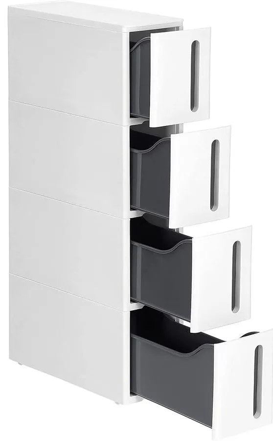 Műanyag tároló fiókok, keskeny tárolókocsi 45 x 84 x 17 cm