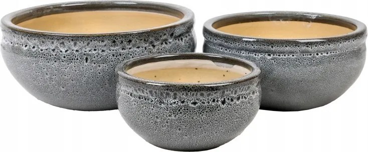 Kerámia virágtartó tál dekoratív szürke, strukturált -DCV-0163-F.S -1db